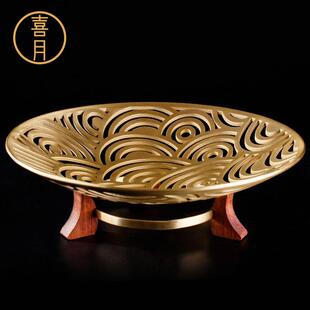 水果盘创意高档奢华结婚现代客厅家用中国风摆件 喜月铜大号新中式