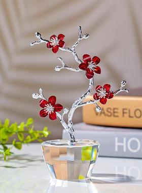 简约风水晶梅花家居装饰摆件桌面家居装饰小摆设男送女生生日礼物