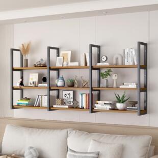 墙上置物架壁挂式书架花架客厅厨房墙面吊柜收纳层架多层悬空装饰