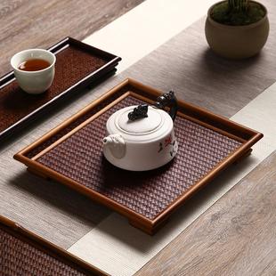 复古托盘桌面收纳置物茶道配件 竹制茶具收纳盘席面茶盘干泡台中式