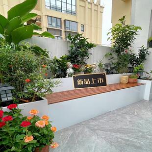 户外庭院阳台花箱坐凳组合休闲 广场商业街不锈钢花坛座椅围栏隔