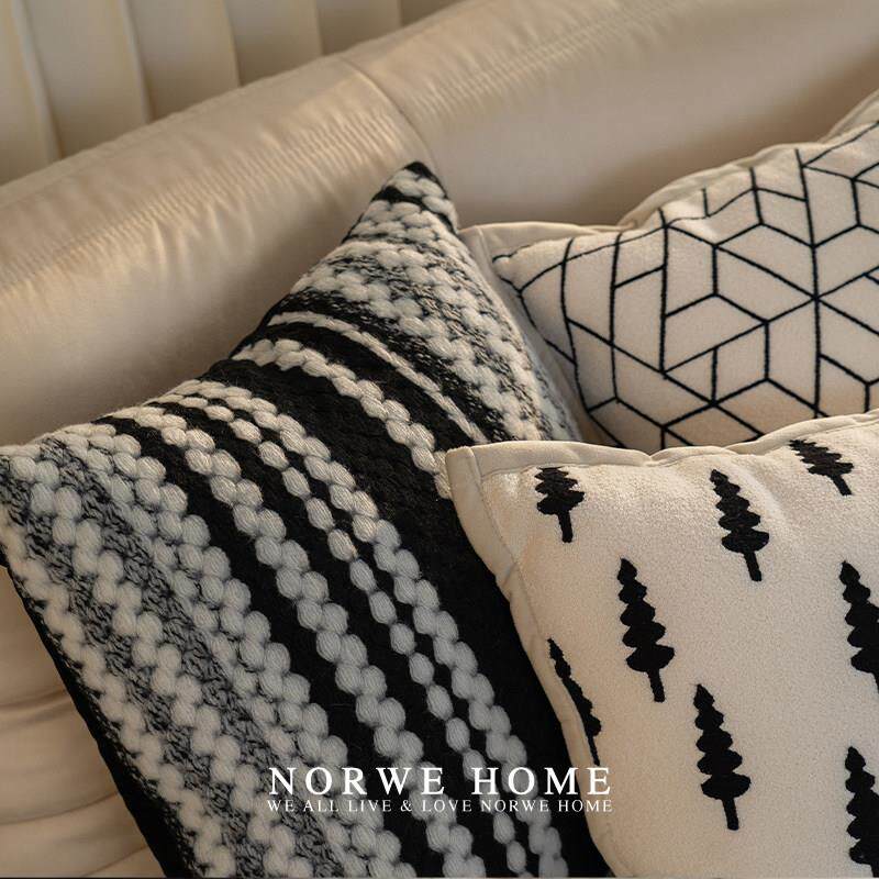 黑色轻奢抱枕现代简约风样板间客厅沙发靠枕可拆洗几何方床头靠垫