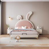 儿童床卡通兔子床1.2米公主床现代简约女童兔耳朵床1.35m单人床