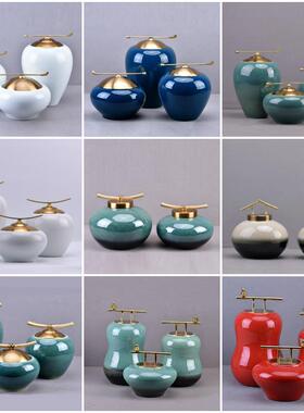 新中式陶瓷罐摆件创意茶室客厅酒柜书房现代软装饰品玄关桌面摆设