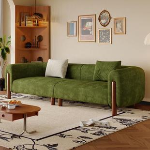 小巷旅作|原木复古风雪花绒布艺沙发中古风客厅复古绿怀抱沙发