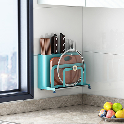 不锈钢刀架置物架绿色壁挂式厨房用品多功能筷子笼一体收纳架单个
