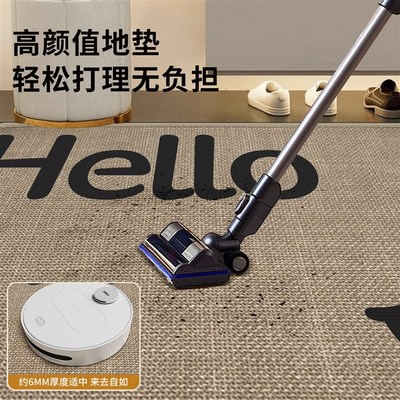 高级感入户门地垫仿亚麻编织吸水防滑脚垫玄关垫简约笑脸进门地毯