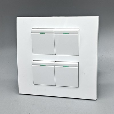 120型四开双控开关墙壁电源4个开关带荧光占四位电源灯开关面板