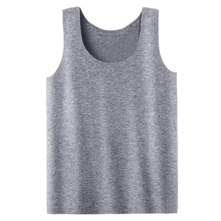 100纯山羊绒吊带背心女贴身内搭打底衫 坎肩春秋 圆领针织马甲无袖