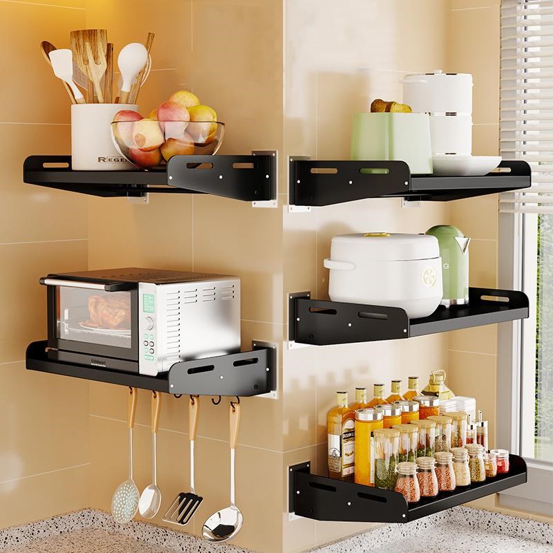 厨房微波炉置物架免打孔壁挂烤箱架子挂I墙上支架小家电收纳架加