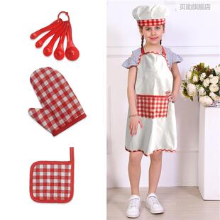 儿童子扮演烹厨师围裙厨帽烤饪师Z箱手套锅垫