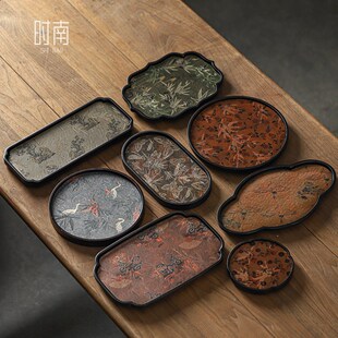 新中式竹制茶盘禅意壶承干泡x台防水茶席套装高颜值小型茶台茶托