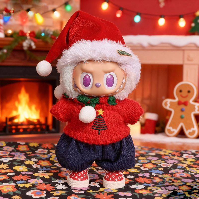 拉布布衣服毛绒娃娃圣诞节挂件玩偶公仔labubu娃衣盲盒小礼品潮玩