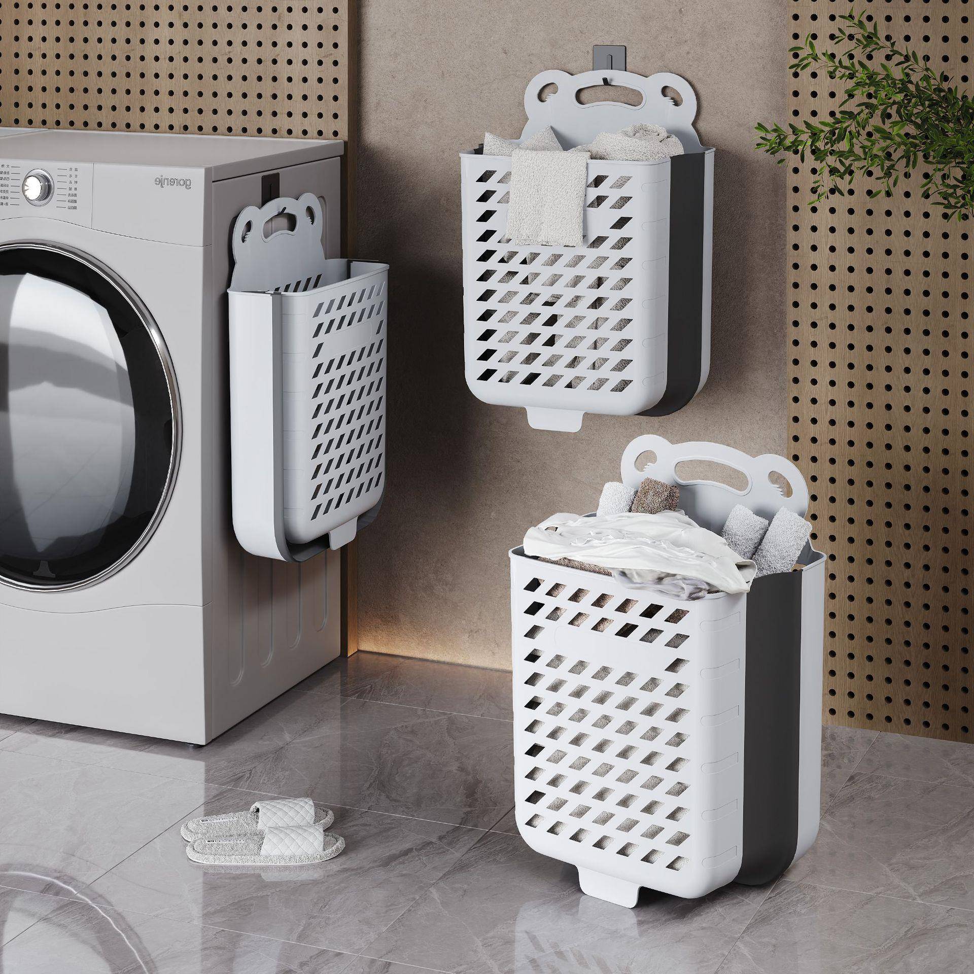 家用可折叠挂壁式脏衣篮学生宿舍壁挂式收纳筐浴室整理收纳脏衣物