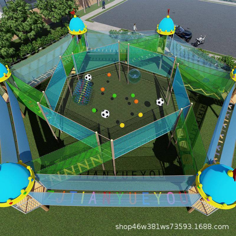 丛林魔网户外大型游乐设备景区儿童攀爬网拓展设施树上蹦床彩虹网