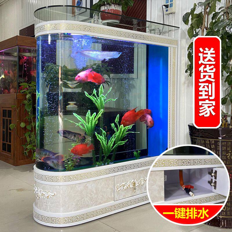 一体式鱼缸客厅生态玄关子弹头创意玻璃家用大型隔断屏风懒人定制
