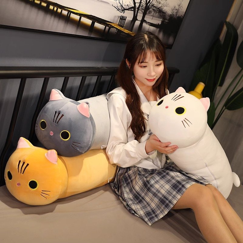 可爱小猫咪长条枕头超软玩偶抱枕女生睡觉抱着小女孩床上夹腿礼物