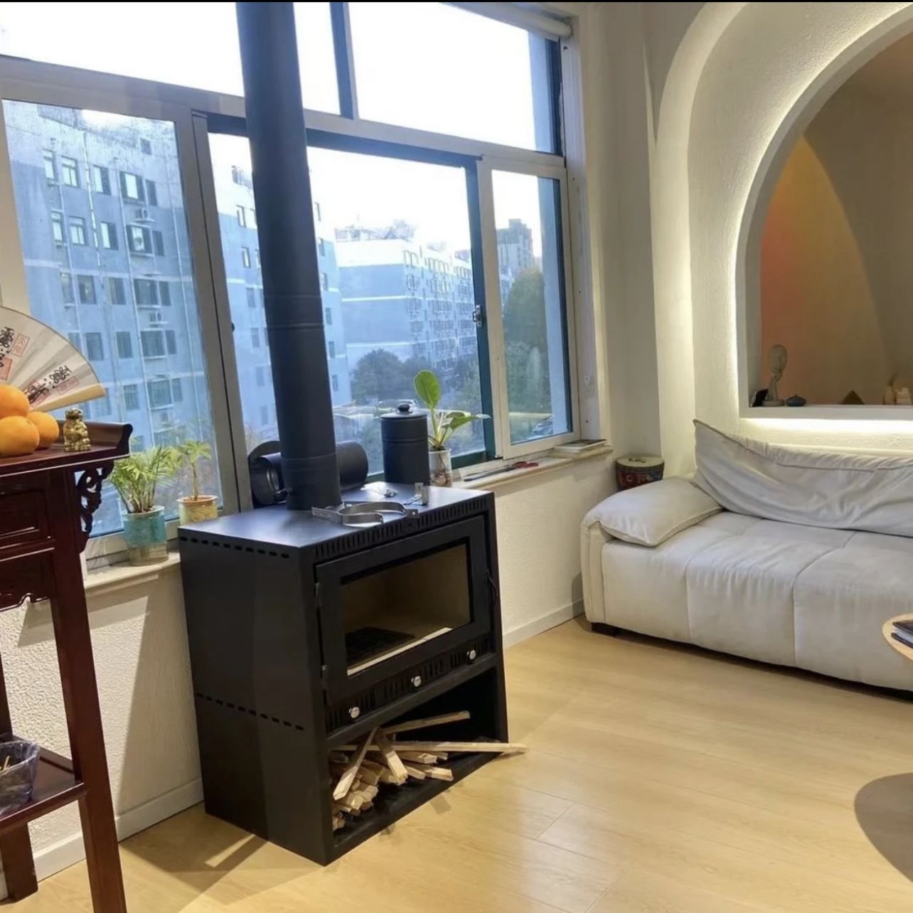 欧式真火壁炉木柴客厅燃木柴火取暖炉子家用室内农村别墅民宿装饰