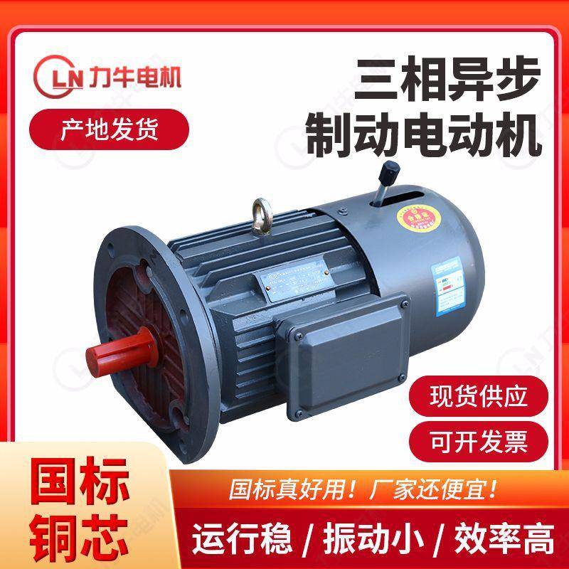 YEJ刹车电机380V电磁制动4极三相异步电动机铜芯电机0.55-315w