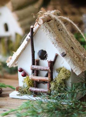 森林木质小房子木屋圣诞可爱装饰摆件花园庭院阳台创意手工杂货