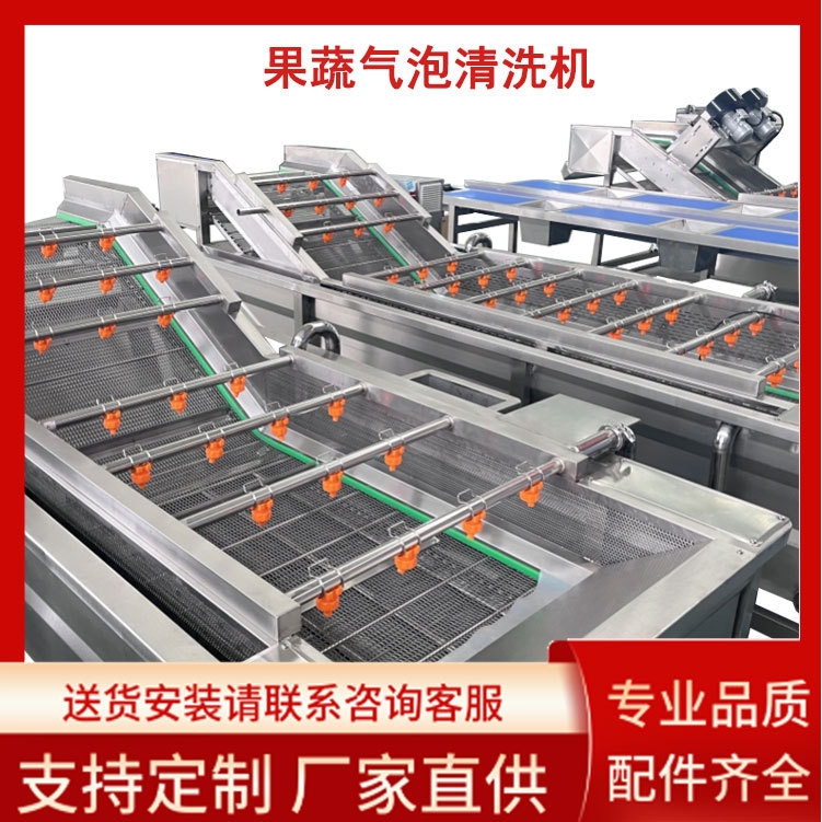 全自动果蔬海鲜气泡清洗机蔬菜翻浪去杂质清洗设备诸城吉得机械