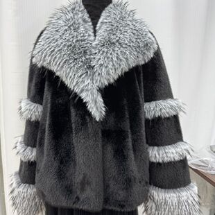 2025新款进口三色貉子毛领银兰貂绒时尚款外套小香风款保暖秋冬款