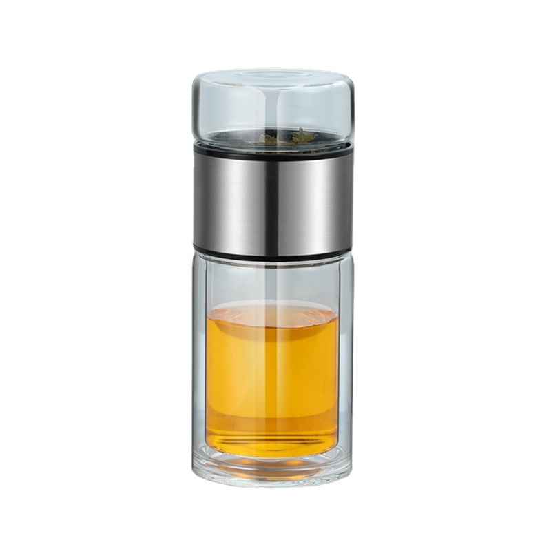 茶水分离杯泡茶杯m可携式w过滤杯子个人茶道双层玻璃水杯