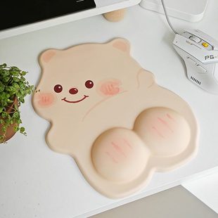 可爱电脑键盘女生办公室鼠标垫护腕垫子桌垫高颜值护腕垫黄油小熊