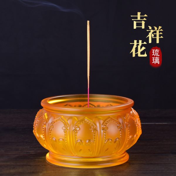 佛具仿琉璃莲花香炉供奉佛前家用观音香薰炉室内复古插香立香包邮