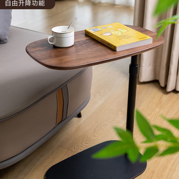 北美黑胡桃木边几 实木可升降小茶几 可移动桌子翻转角几床旁边桌