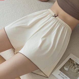 大碼 夏天jk裙寬松打底褲 女褲 短褲 可外穿白色冰絲褲 蕾絲防走光