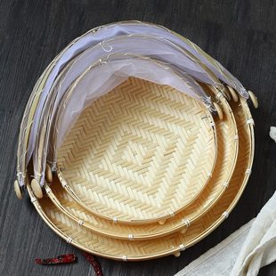 竹罩饭菜保护罩防蝇家用剩菜罩带网罩食物罩饭罩竹编剩菜收纳盒子