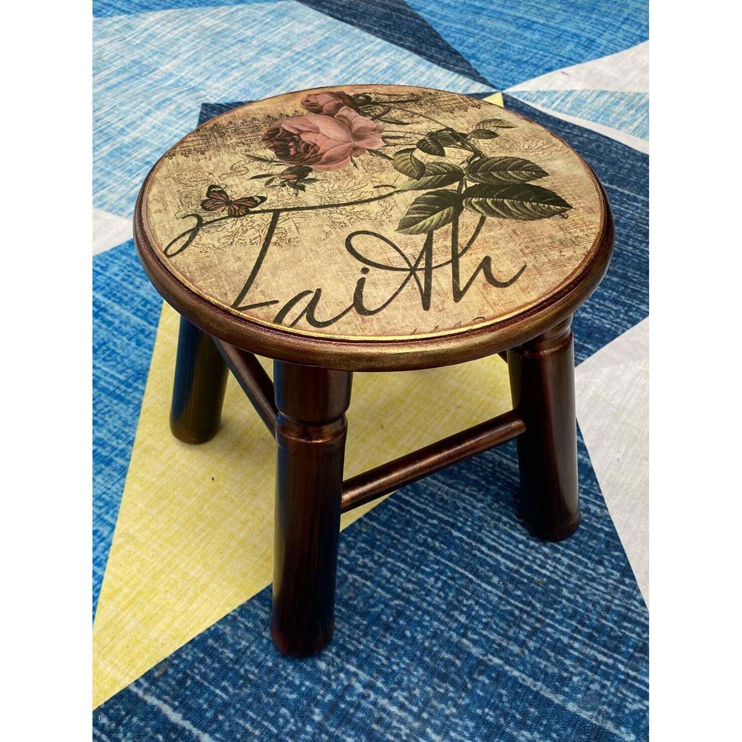 美式乡村 田园凳子 欧式凳子实木矮凳小圆凳小板凳家用凳多款可选