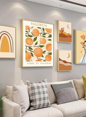 暖橙色小清新挂画diy数字油彩画现代北欧客厅餐厅ins风温馨装饰画
