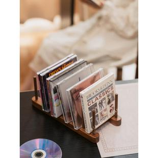 实木cd存放架专辑展示架收藏歌手明星老唱片黑胶放置架桌面收纳盒