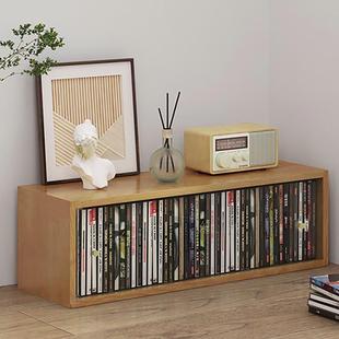 实木黑胶唱片CD收纳盒横竖可放CD架光碟架PS4碟片架防尘盒放45张