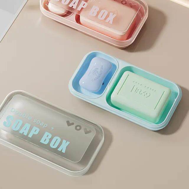 双格肥皂盒沥水大号学生宿舍用香罩带盖轻奢一体新气泡双层高级PP