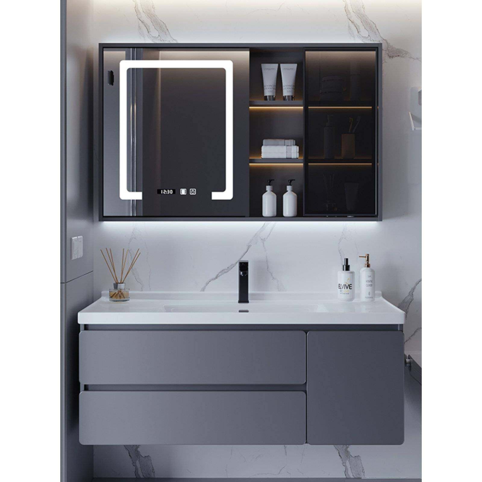 多层免漆实木板陶瓷一体盆现代简约浴室柜组合现代简约洗脸洗手台,家装主材,浴室柜组合,淘宝优惠券,粉丝福利购,淘宝优惠卷