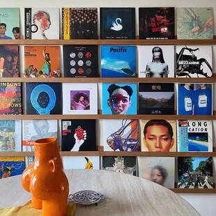 实木照片墙黑胶唱片墙架LP黑胶展示架碟片CD收纳架壁挂架一字架