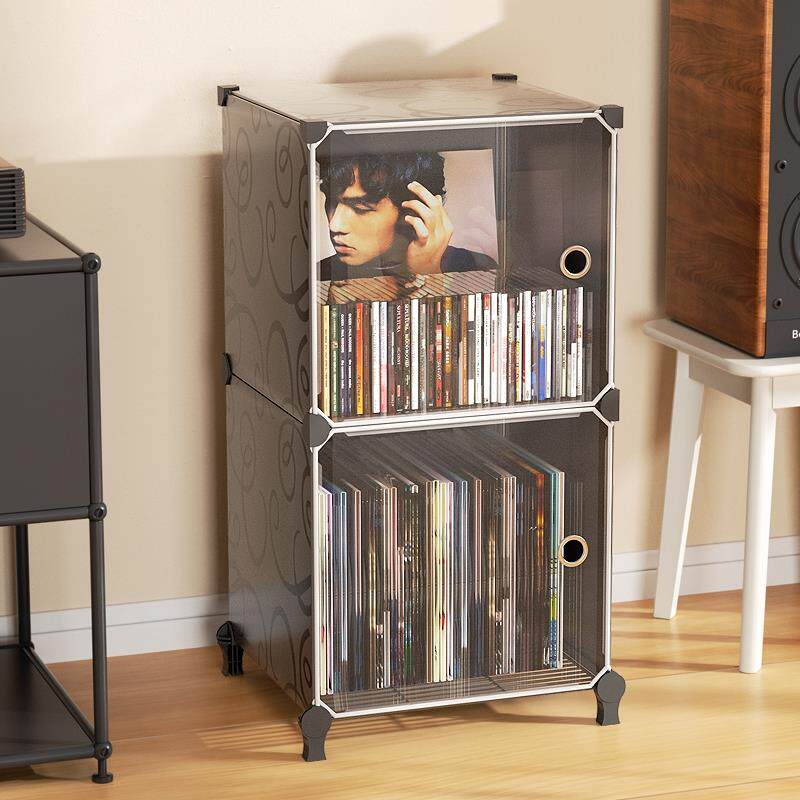 黑胶唱片柜收纳架复古简约落地杂志漫画书架光盘存放架光碟置物架