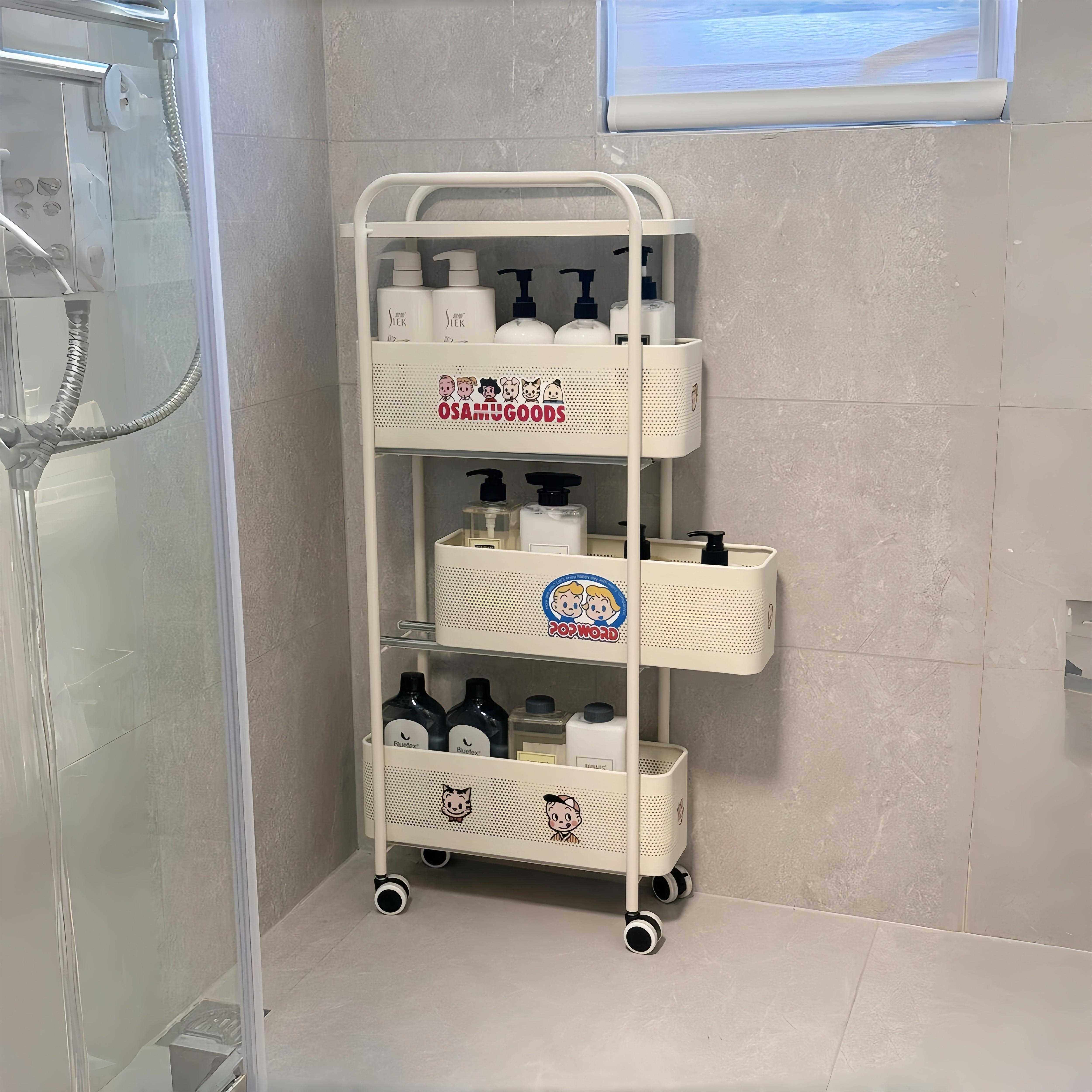 卫生间窄缝收纳柜厨房多功能夹缝置物架浴室多层加厚可移动小推车,收纳整理,家用收纳手推车,淘宝优惠券,粉丝福利购,淘宝优惠卷