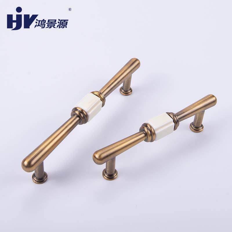 古典轻奢锌合金陶瓷欧式金色拉手衣柜门橱柜抽屉电视柜家装五金