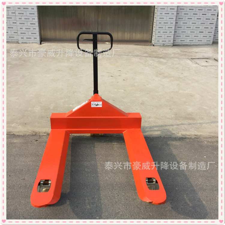 卖5吨叉止0.8M1M1.3M宽手动液压托盘搬运车装卸手拉车油压地牛