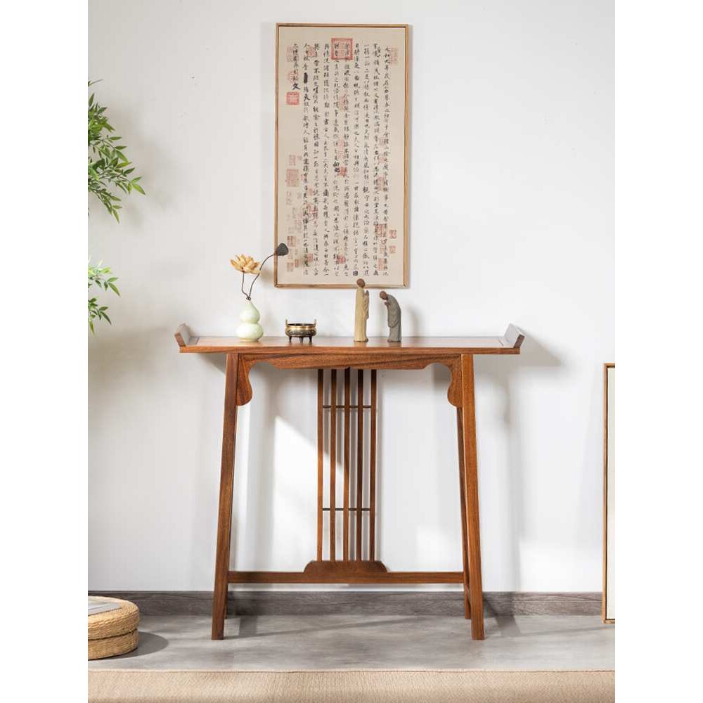 新中式实木玄关桌窄长条案现代简约靠墙玄关案台供奉桌端景台轻奢