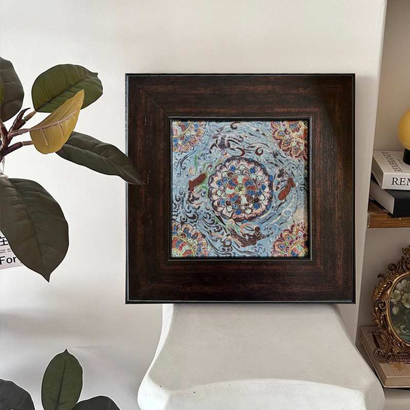 敦煌壁画莲花飞天新中式客厅书房玄关装饰画茶室餐厅挂画