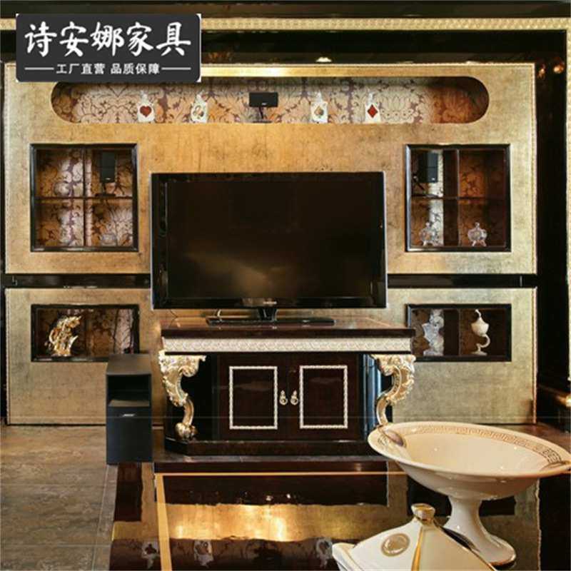 欧式家具雕花钢琴漆 实木雕花客厅房间电视柜客厅家具