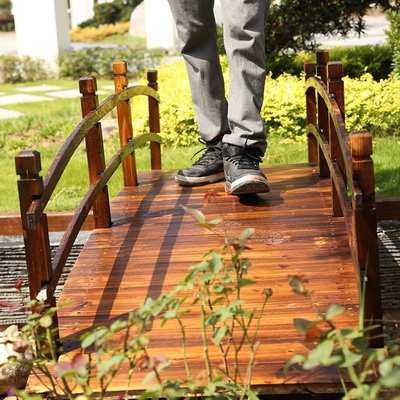 户外庭院花园碳化防腐木拱桥公园装饰弧形实木景观木桥造景小木桥