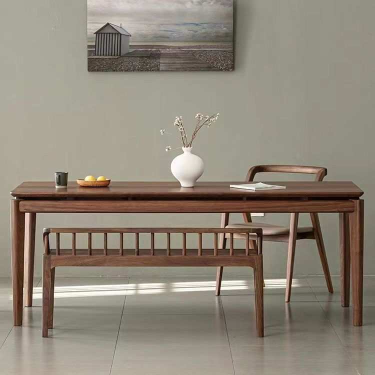 北欧黑胡桃木实木书桌樱桃木书房电脑办公桌简约家用学习桌长餐桌