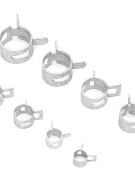 跨境160pcs盒装银色弹簧管夹 钢带型达克罗卡箍 汽车水管油管喉箍