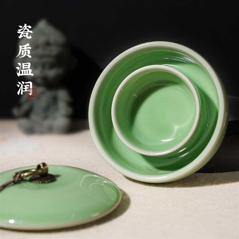 陶瓷火锅砚台书画不干墨小楷砚台墨池带盖保湿学生砚台
